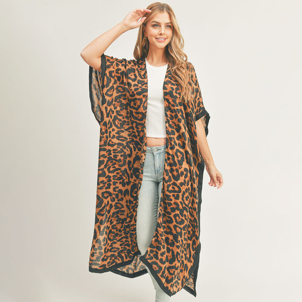 Leopard Flow Kimono | Brown