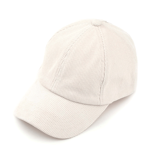 Corduroy Ponytail Baseball Cap | Beige