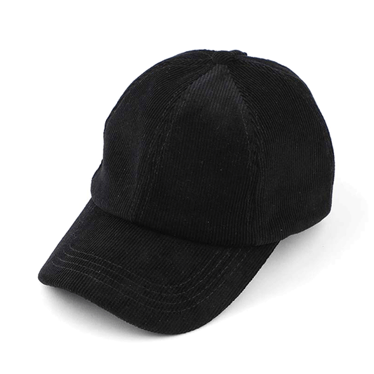 Corduroy Ponytail Baseball Cap | Black