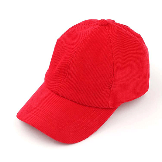 Corduroy Ponytail Baseball Cap | Red