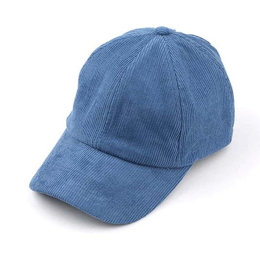 Corduroy Ponytail Baseball Cap | Denim Blue