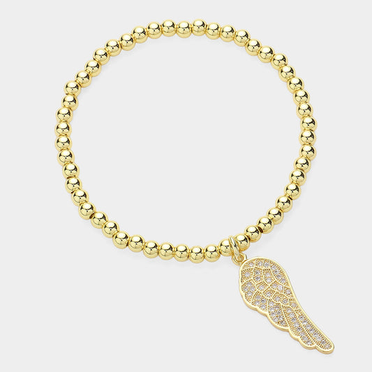 Stainless Steel Angel Wings Bracelet | Gold