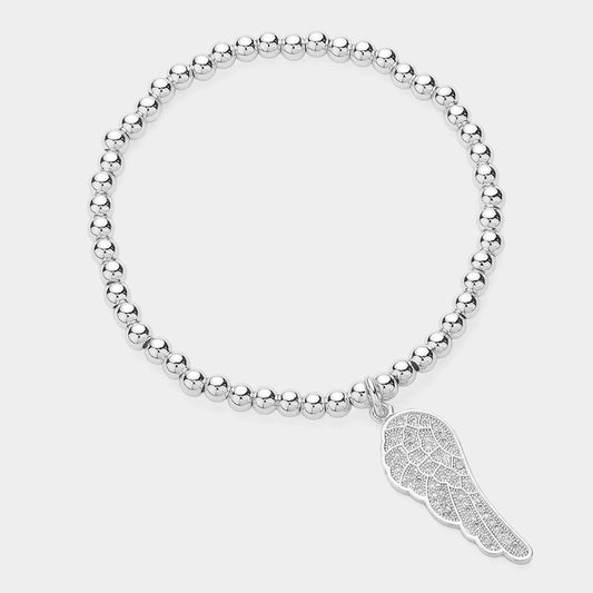 Stainless Steel Angel Wings Bracelet | Silver