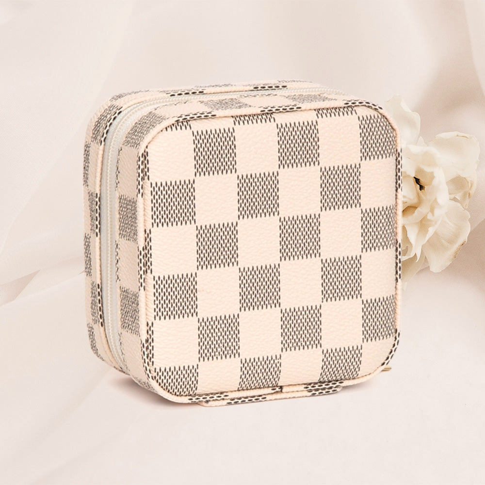 Checkered Pattern Portable Jewelry Box