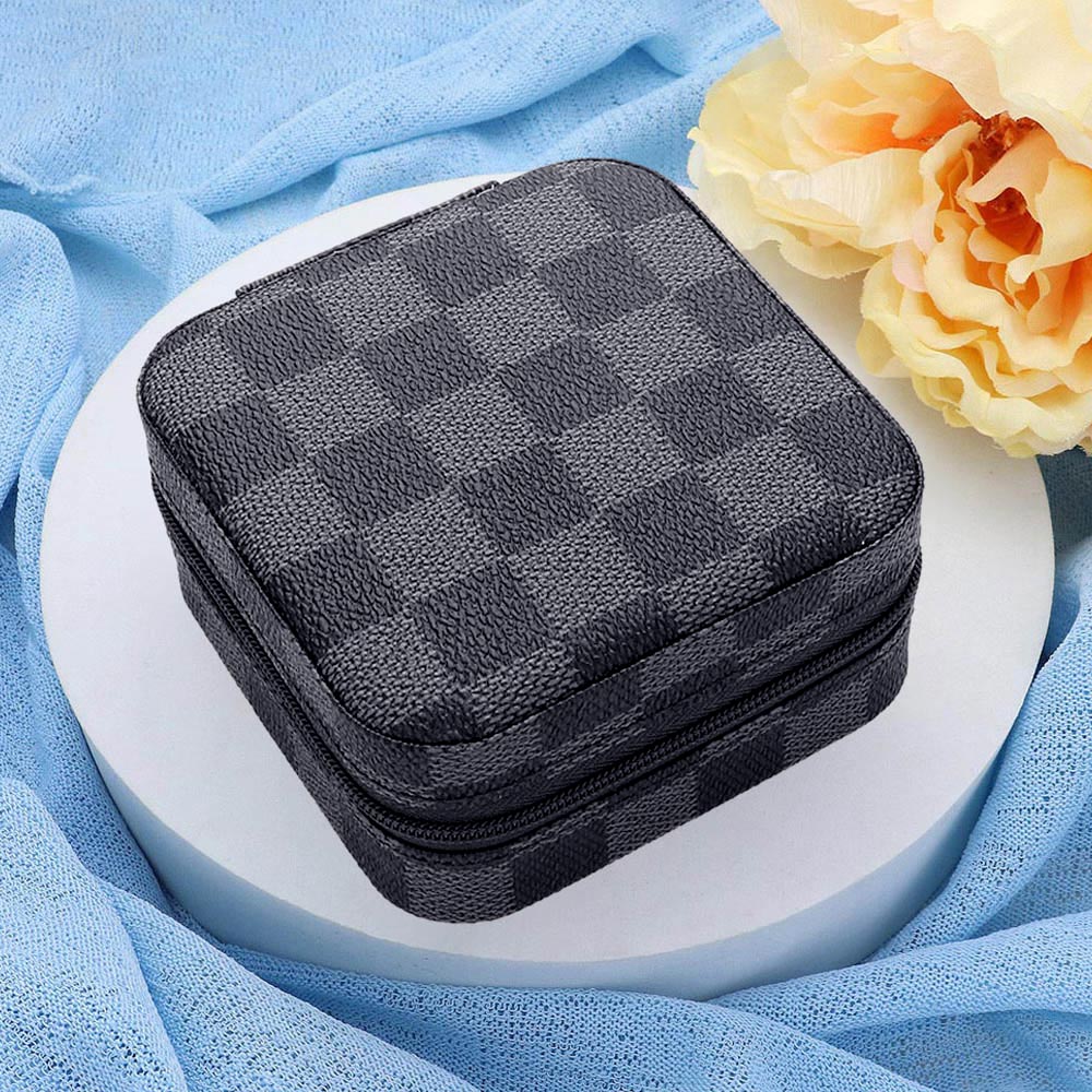 Checkered Pattern Portable Jewelry Box