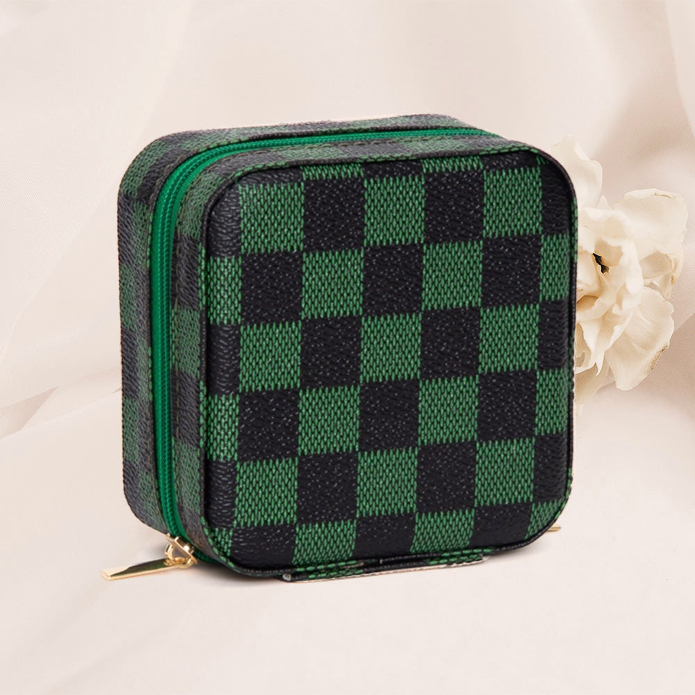 Checkered Pattern Portable Jewelry Box