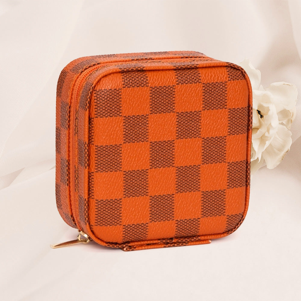 Checkered Pattern Portable Jewelry Box