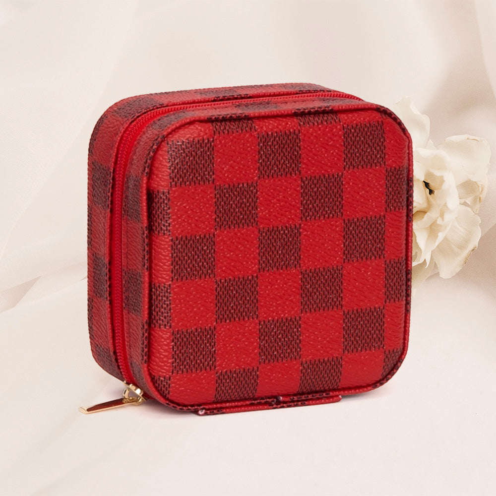 Checkered Pattern Portable Jewelry Box