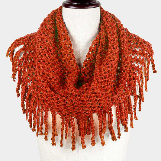 Tube Fringe Scarf | Rust