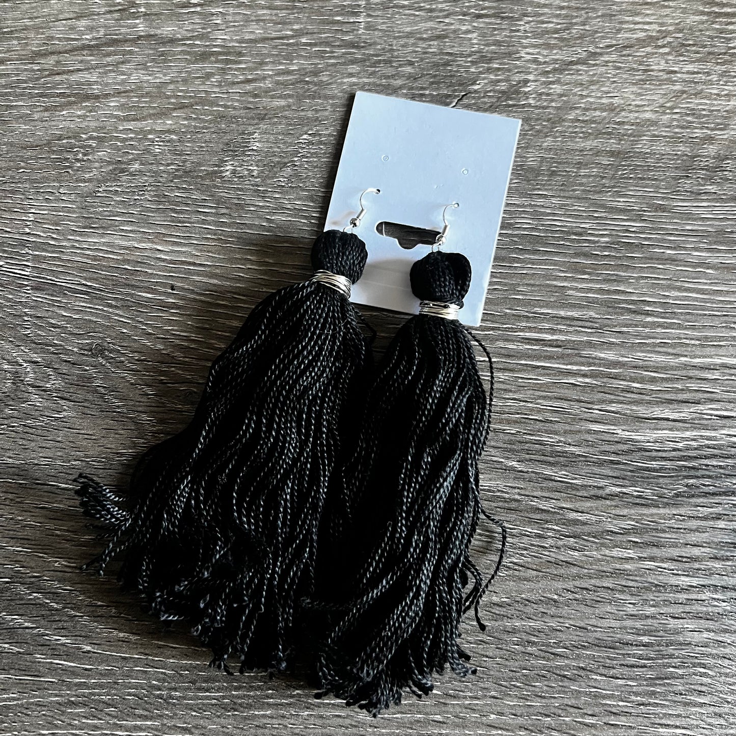 Solid Custom Tassel Earrings- Black