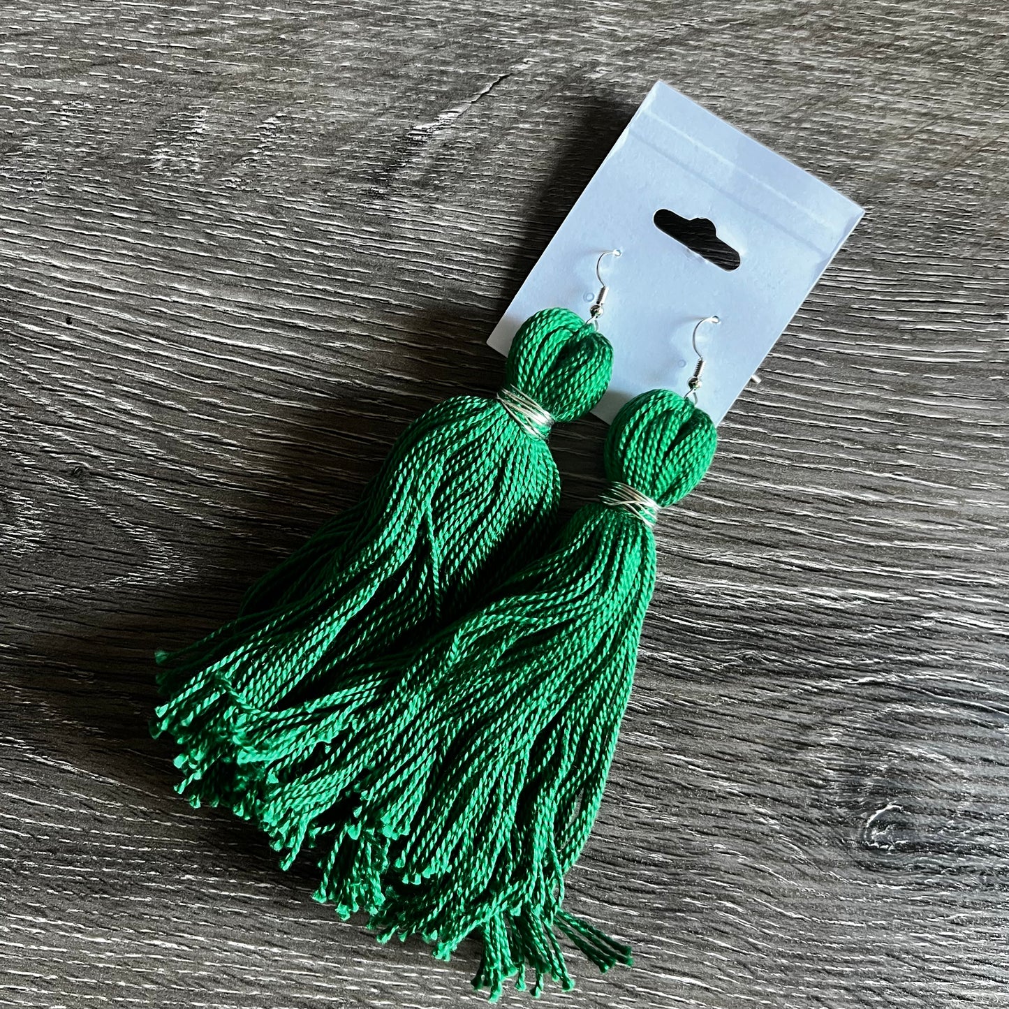 Solid Custom Tassel Earrings- Kelly Green