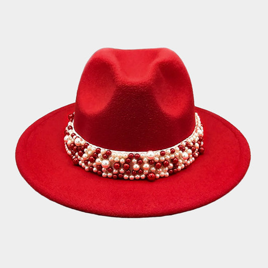 Red & Pearl Fedora