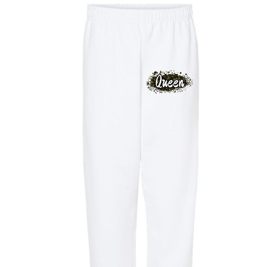 Camo Queen Sweatpants- White