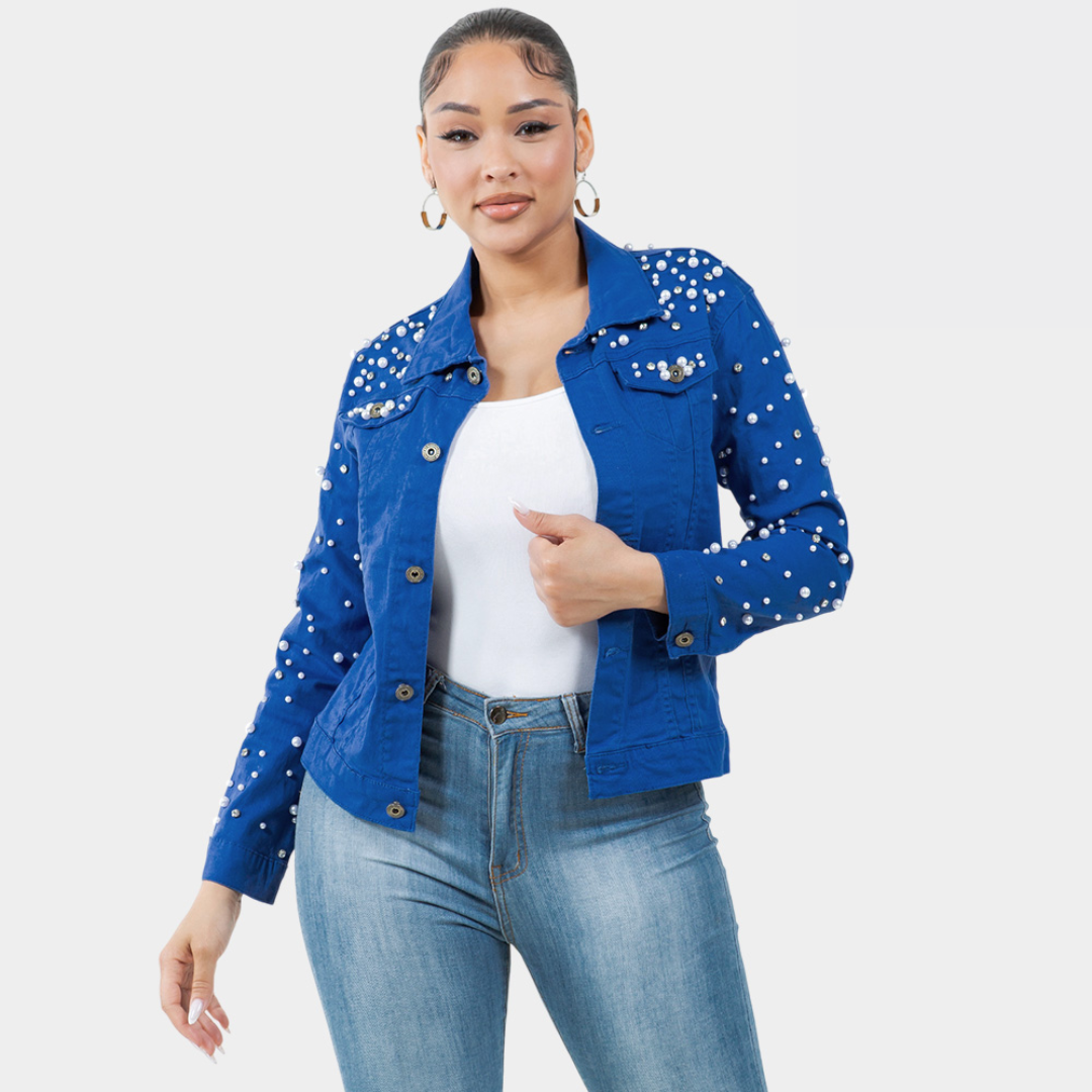 Pearl & Bling Denim Jacket | Royal