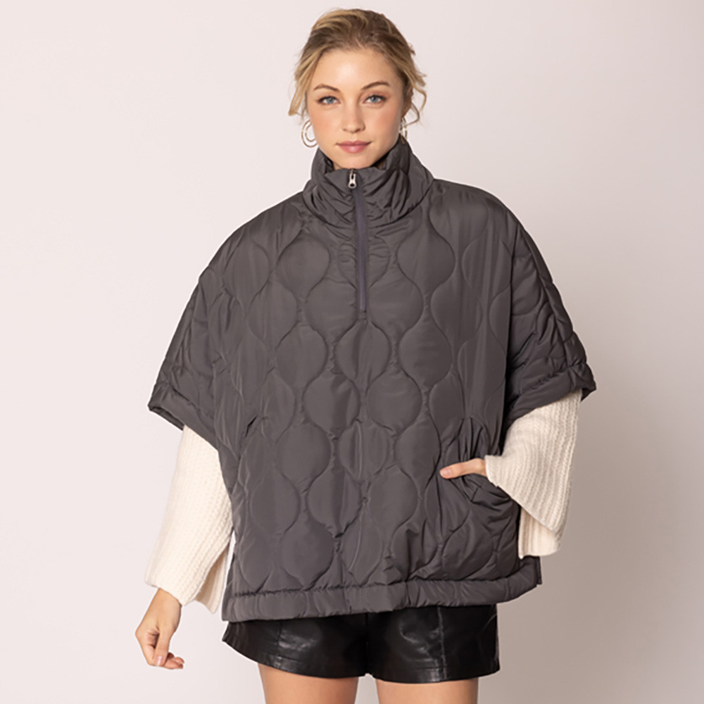 Quilted Puffer Poncho