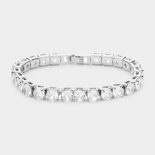 CZ Round Tennis Bracelet | Silver