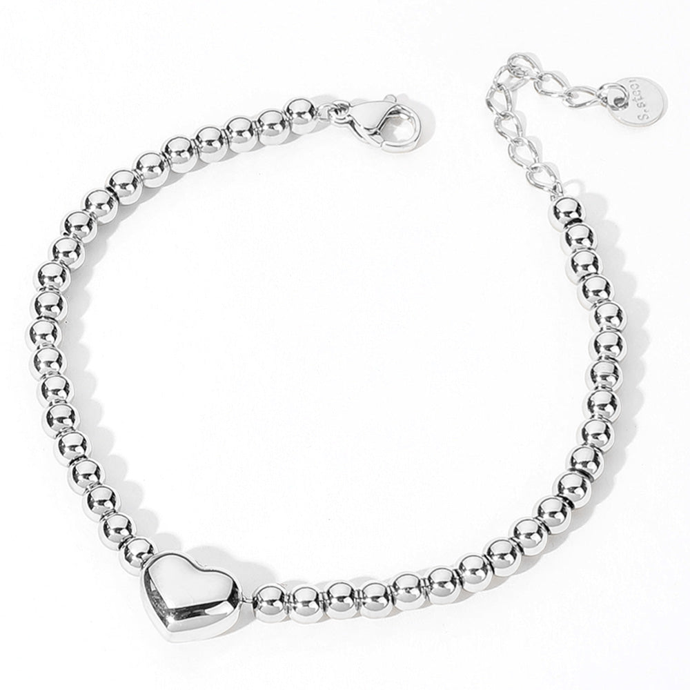 SB Stainless Steel Heart Bracelet | Silver