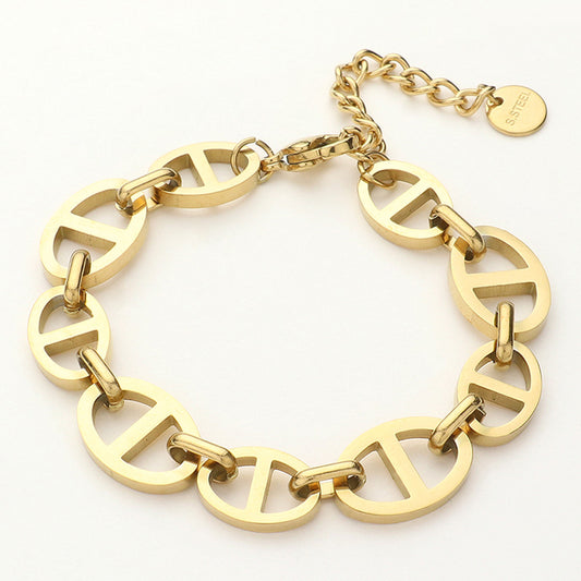 Stainless Steel Mariner Link Bracelet | Gold