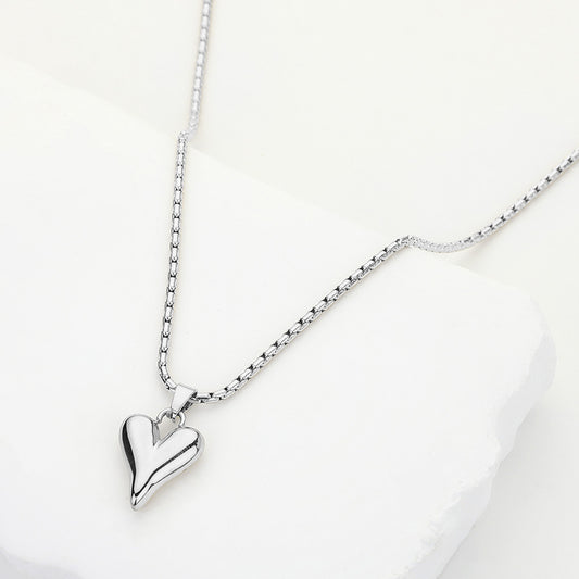 SB Stainless Steel Heart Pendant Necklace | Silver