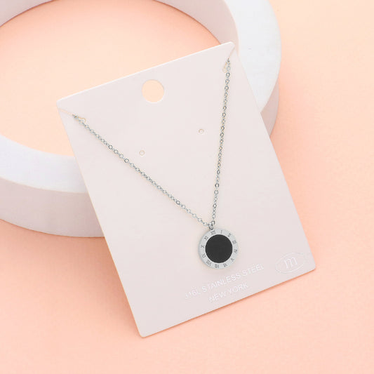 Stainless Steel Numeral Necklace| Silver