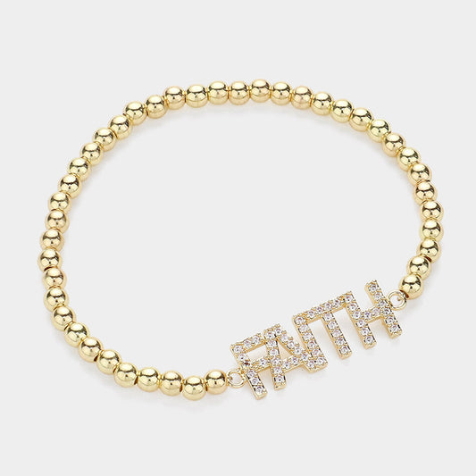 Stainless Steel FAITH Bracelet | Gold