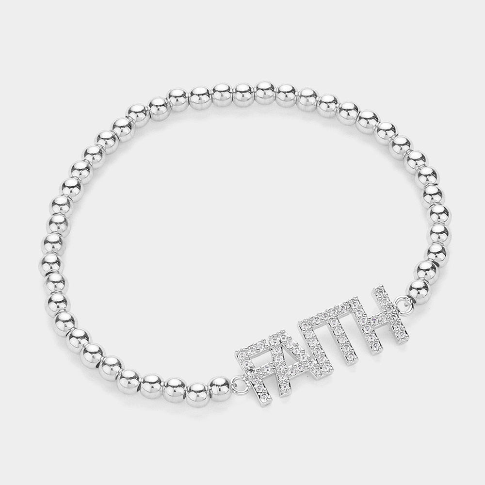 Stainless Steel FAITH Bracelet | Silver