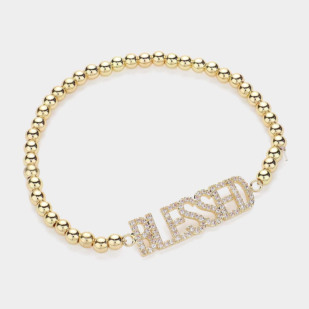 Stainless Steel BLESSED Bracelet | Gold