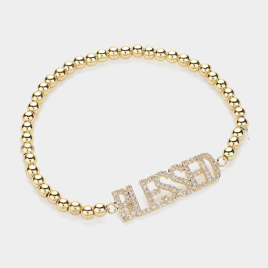 Stainless Steel BLESSED Bracelet | Gold