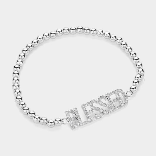 Stainless Steel BLESSED Bracelet | Silver