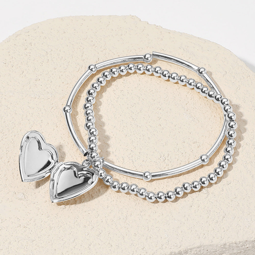 SB Heart Locket Bracelet | Silver