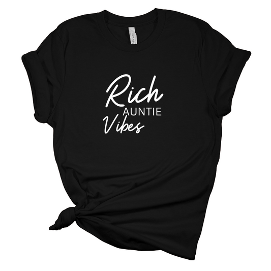 Rich Auntie Vibes T Shirt | Black/White
