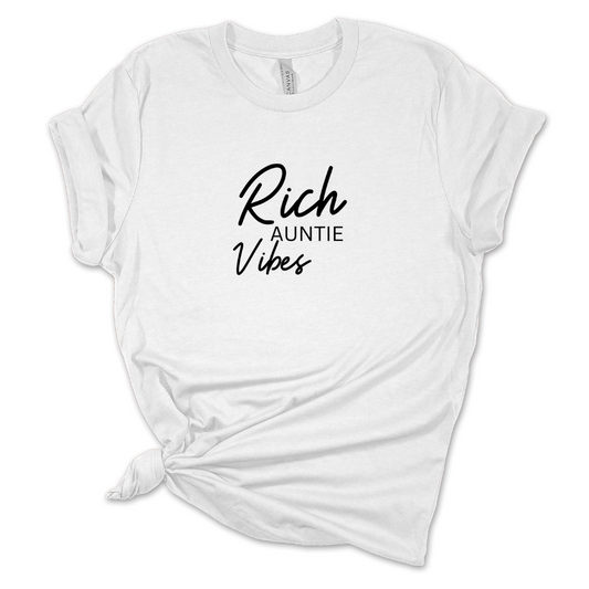 Rich Auntie Vibes T Shirt | White/Black